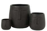 Bloempotten Moai Klei Zwart Set van 3 - Pot - J-Line - livinglovely.nl