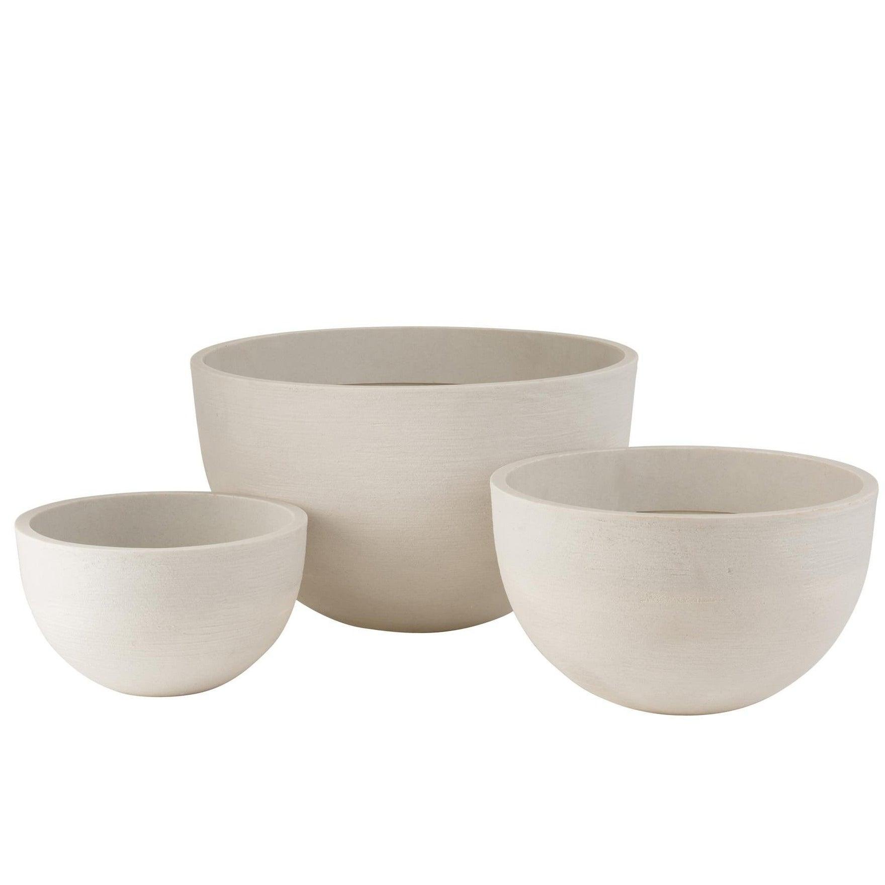 Bloempotten Rond Keramiek Laag Wit Set van 3 J-Line - Pot - J-Line - livinglovely.nl