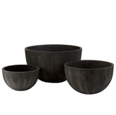 Bloempotten Rond Keramiek Laag Zwart Set van 3 - Pot - J-Line - livinglovely.nl