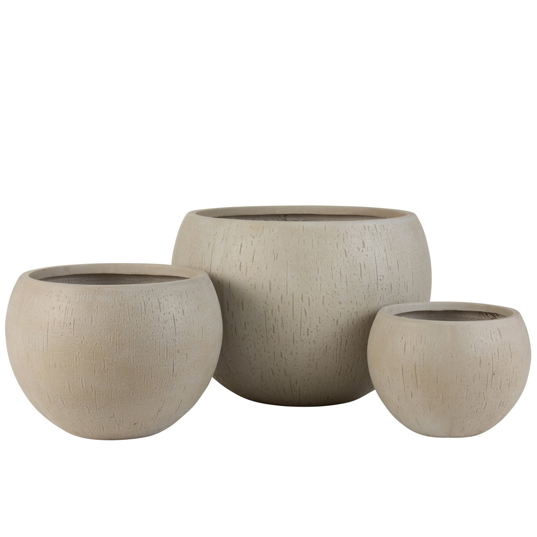 Bloempotten Rond Klei Beige Set van 3 J-Line