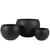 Bloempotten Rond Klei Zwart Set van 3 - Pot - J-Line - livinglovely.nl