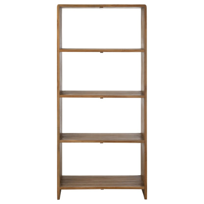 Boekenkast 4 Schappen Gerecycleerd Teak Naturel - Boekenkast - J-Line - livinglovely.nl