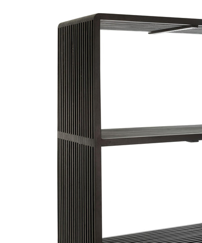 Boekenkast 4 Schappen Gerecycleerd Teak Zwart - Boekenkast - J-Line - livinglovely.nl