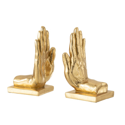Buchstützen Hände Poly Gold Set aus 2 Stück J-Line