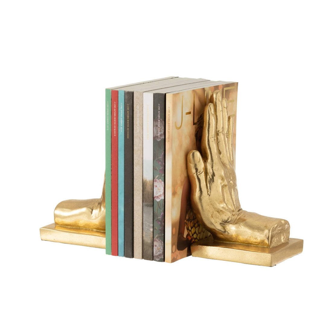Buchstützen Hände Poly Gold Set aus 2 Stück J-Line
