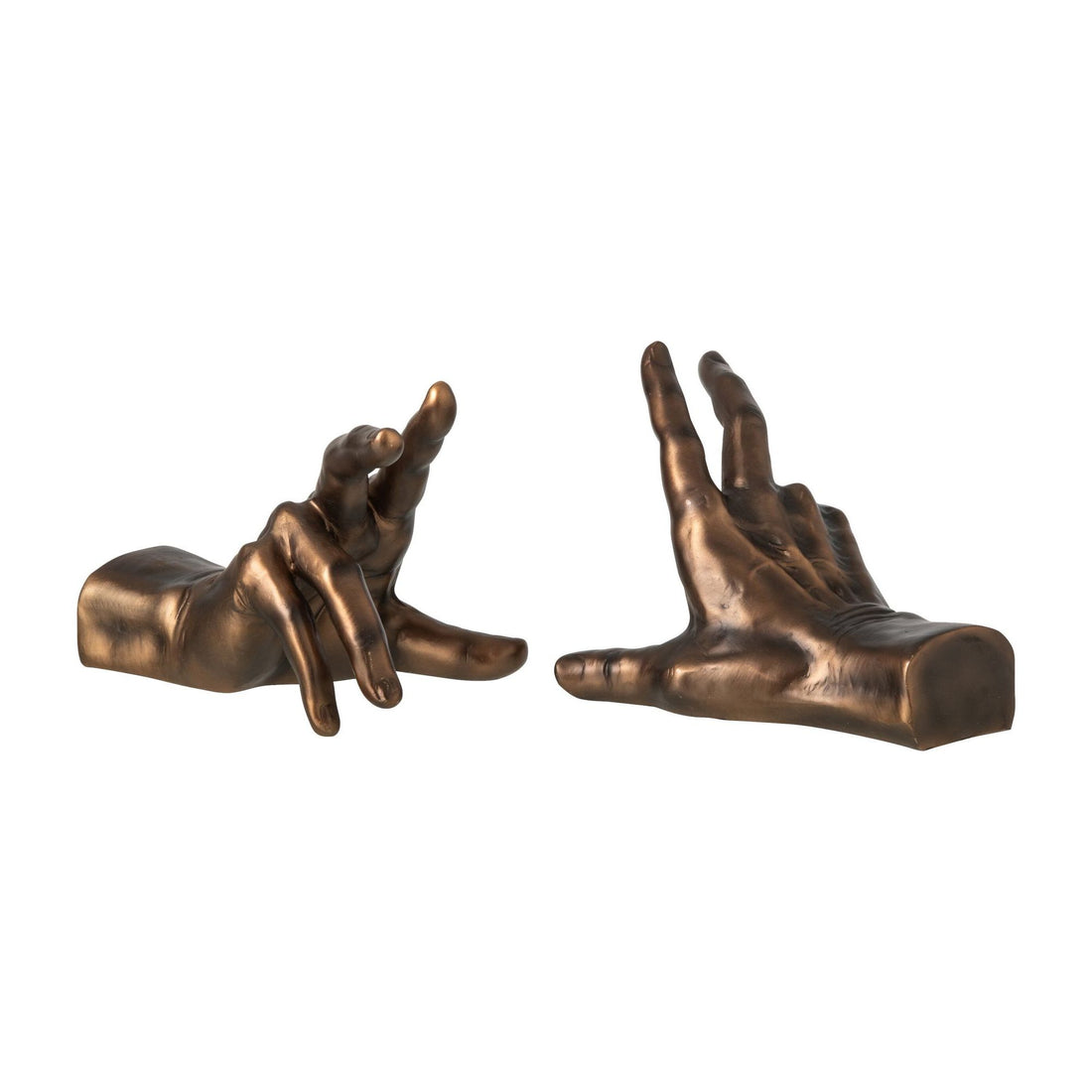 Buchstützen Hände Polyresin Bronze Set aus 2 J-Line