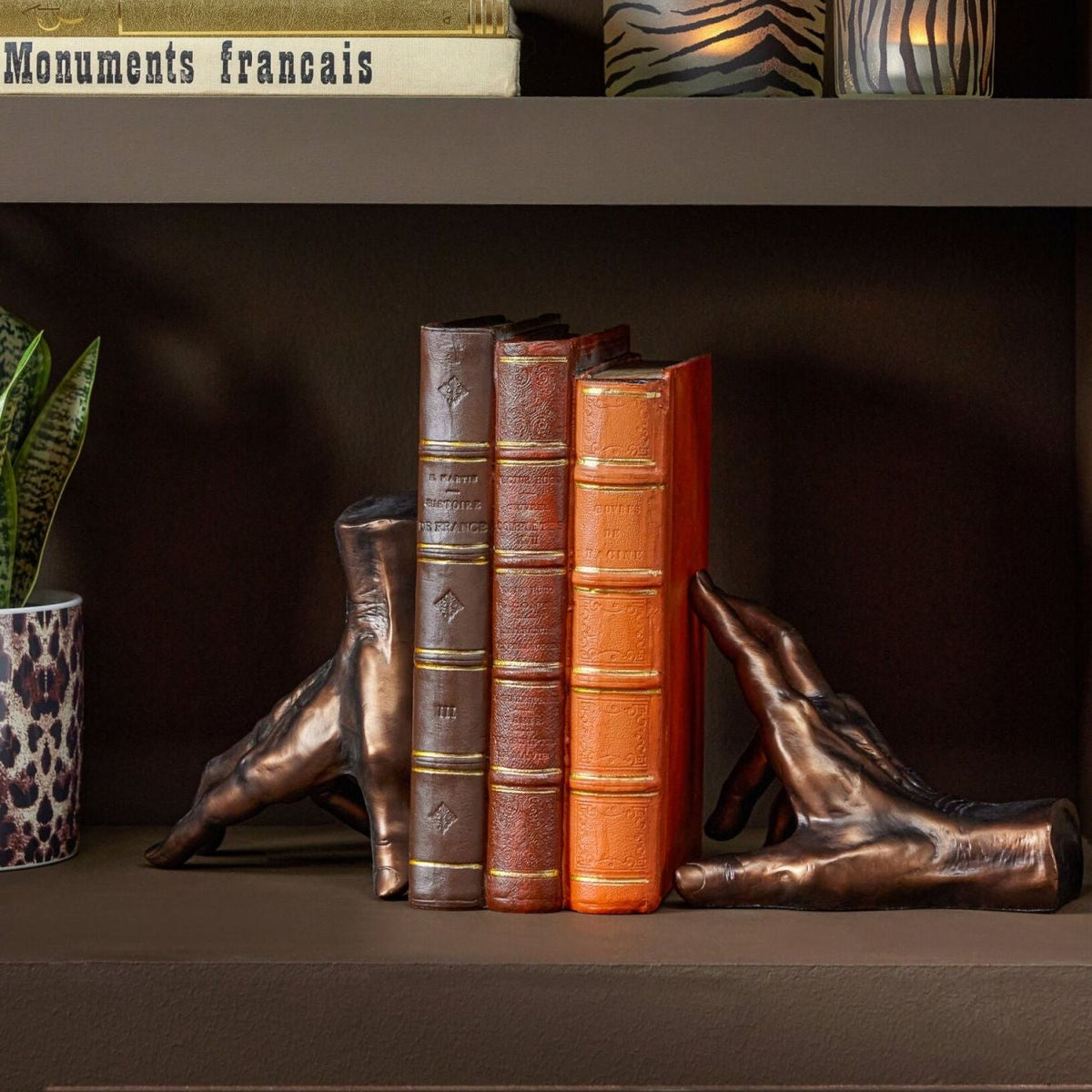 Boekensteun Handen Polyresin Brons Set van 2 J-Line