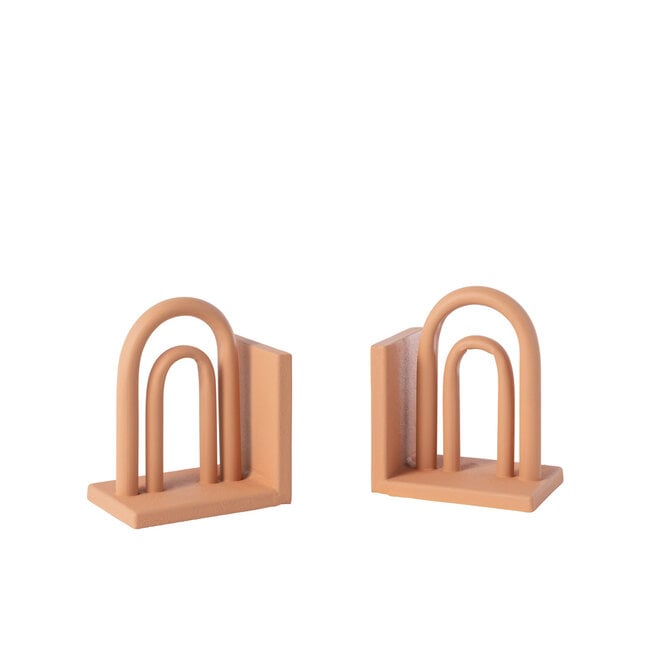 Boekensteun Koli Ijzer Bruin/Naturel Set van 2 - Boekensteun - J-Line - livinglovely.nl