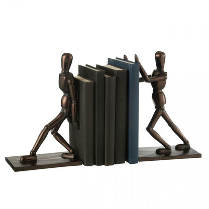 Boekensteun Model Mannen Resine Bruin Set van 2 - Boekensteun - J-Line - livinglovely.nl