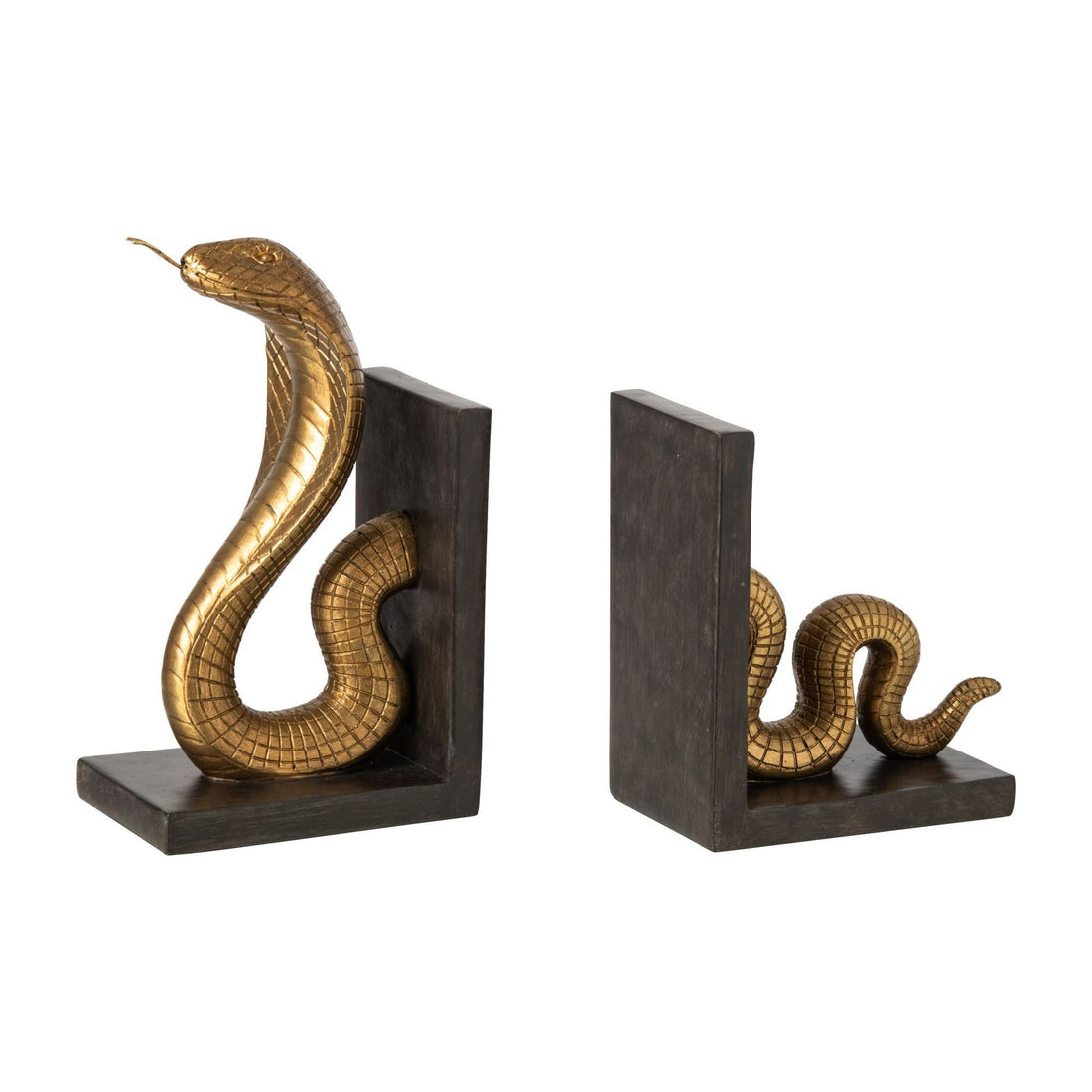 Buchstütze Schlange aus Polyresin Gold/Schwarz 2er-Set J-Line