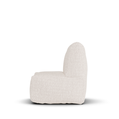 Beige Boho kinderstoel van Laui Lounge van opzij, met rughoogte van 50 centimeter