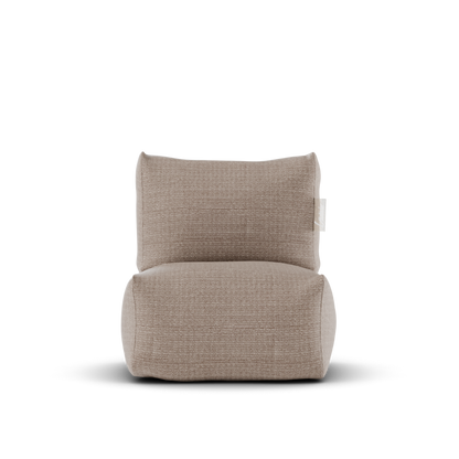 Taupe Boho kinderstoel van Laui Lounge van voren, met zitting van 48 bij 48 centimeter