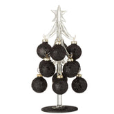Boom Met Ballen Sterretjes Glas Zwart Small - Kerstdecoratie - J-Line - livinglovely.nl