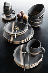 Bord Keramiek Zwart/Taupe Large J-Line - Bord - J-Line - livinglovely.nl