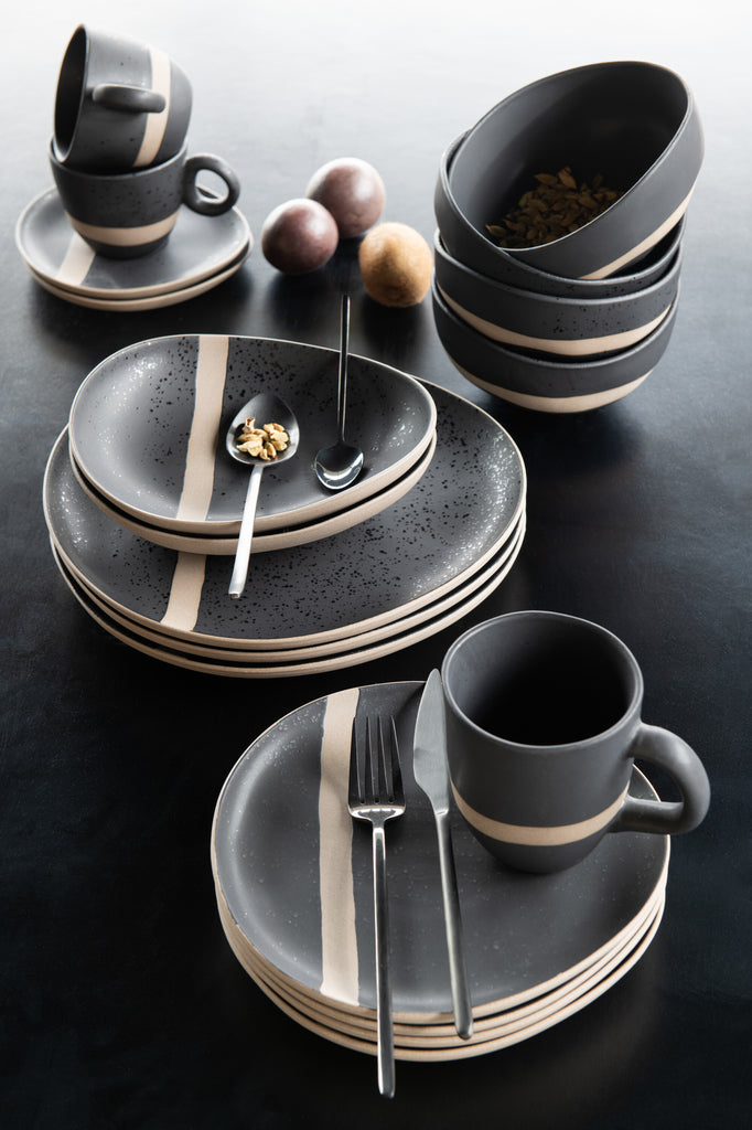 Bord Keramiek Zwart/Taupe Small J-Line - Bord - J-Line - livinglovely.nl