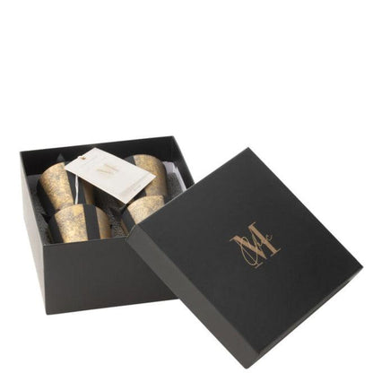 Box Van 4 Geurkaarsen M-Chic Glas Goud/Zwart-20u - Geurkaars - J-Line - livinglovely.nl
