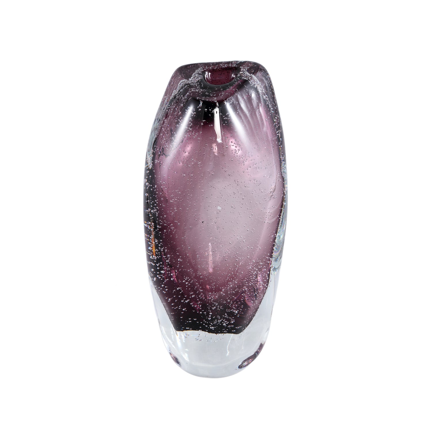 Bryce Purple Thick Angular Glass Vase Regular 13.5x12.5x27cm PTMD - Vaas - PTMD - livinglovely.nl