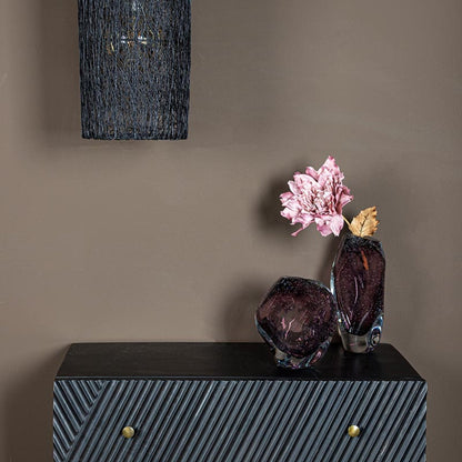 Bryce Purple Thick Angular Glass Vase Wide Low 18.5x17.x18cm PTMD - Vaas - PTMD - livinglovely.nl