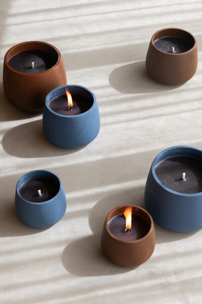 Buitenkaars Cyra Cement Blauw Medium 31uur - Buitenkaars - J-Line - livinglovely.nl