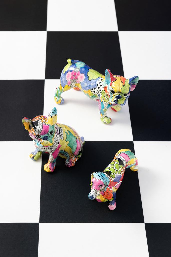 Bulldog Ogen Zittend Pop-Art Polyresine - Beeld - J-Line - livinglovely.nl