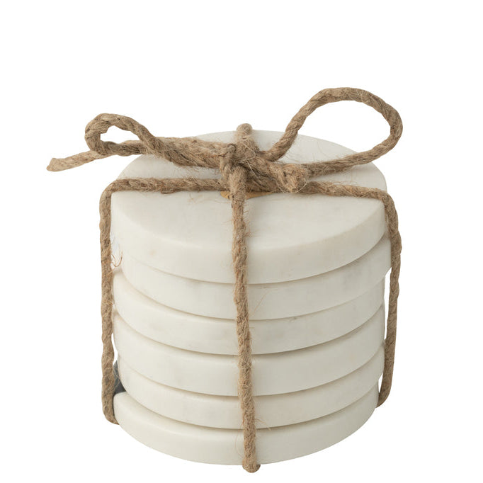 Bundel Luxe Marmeren Tapasplank en Onderzetters – Wit met Goud - Keukenaccessoire - J-Line - livinglovely.nl