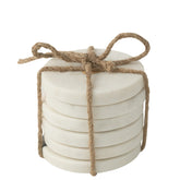Bundel Luxe Marmeren Tapasplank en Onderzetters – Wit met Goud - Keukenaccessoire - J-Line - livinglovely.nl
