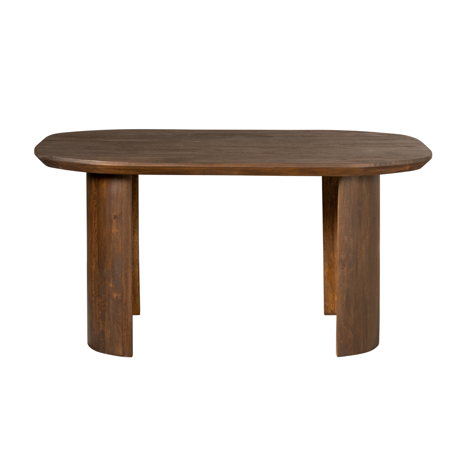 Halfronde poot van bureau Maré 150 cm van Starfurn in bruin massief mangohout