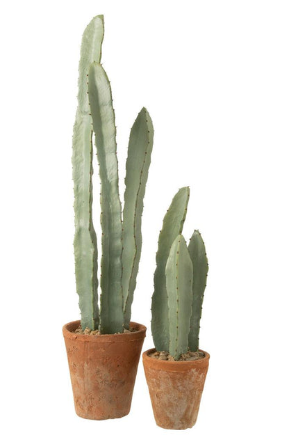 Cactus In Pot Plastiek Groen Large Set van 3 - Kunstplant - J-Line - livinglovely.nl