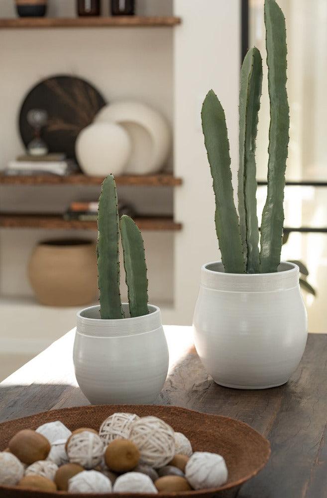 Cactus In Pot Plastiek Groen Large Set van 3 - Kunstplant - J-Line - livinglovely.nl
