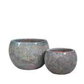 Caedyn Green Round Ceramic Pot Rough Finish S Set van 2 PTMD - Pot - PTMD - livinglovely.nl