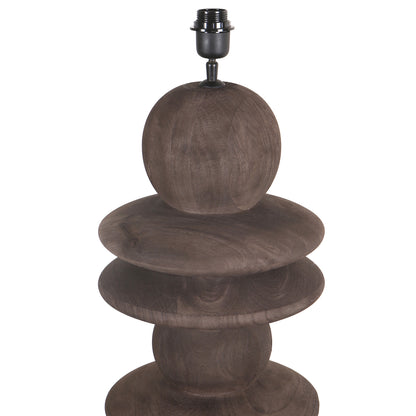 Callain Brown mango wood floor lamp base round PTMD - Vloerlamp - PTMD - livinglovely.nl