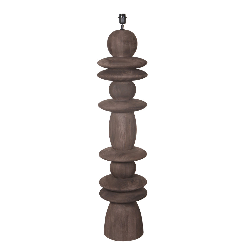 Callain Brown mango wood floor lamp base round PTMD - Vloerlamp - PTMD - livinglovely.nl