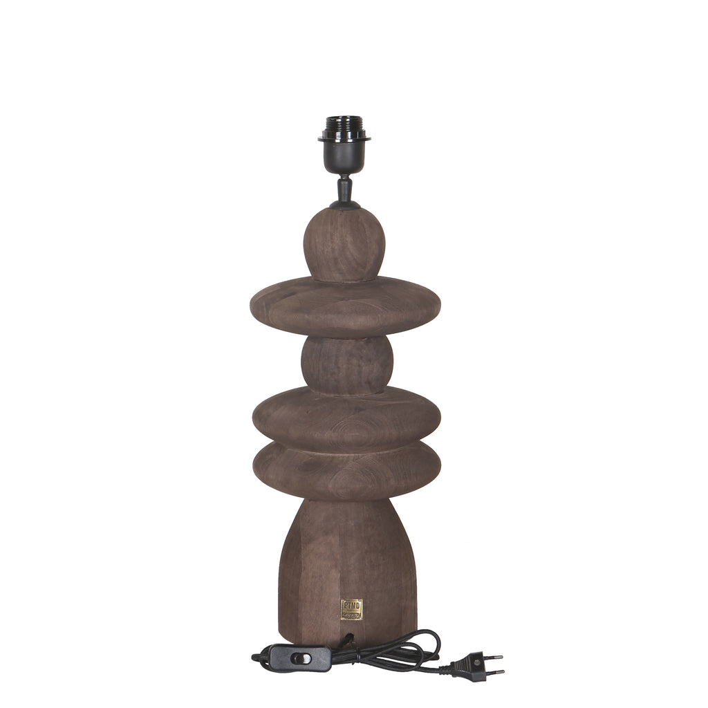 Callain Brown mango wood table lamp base round PTMD - Tafellamp - PTMD - livinglovely.nl