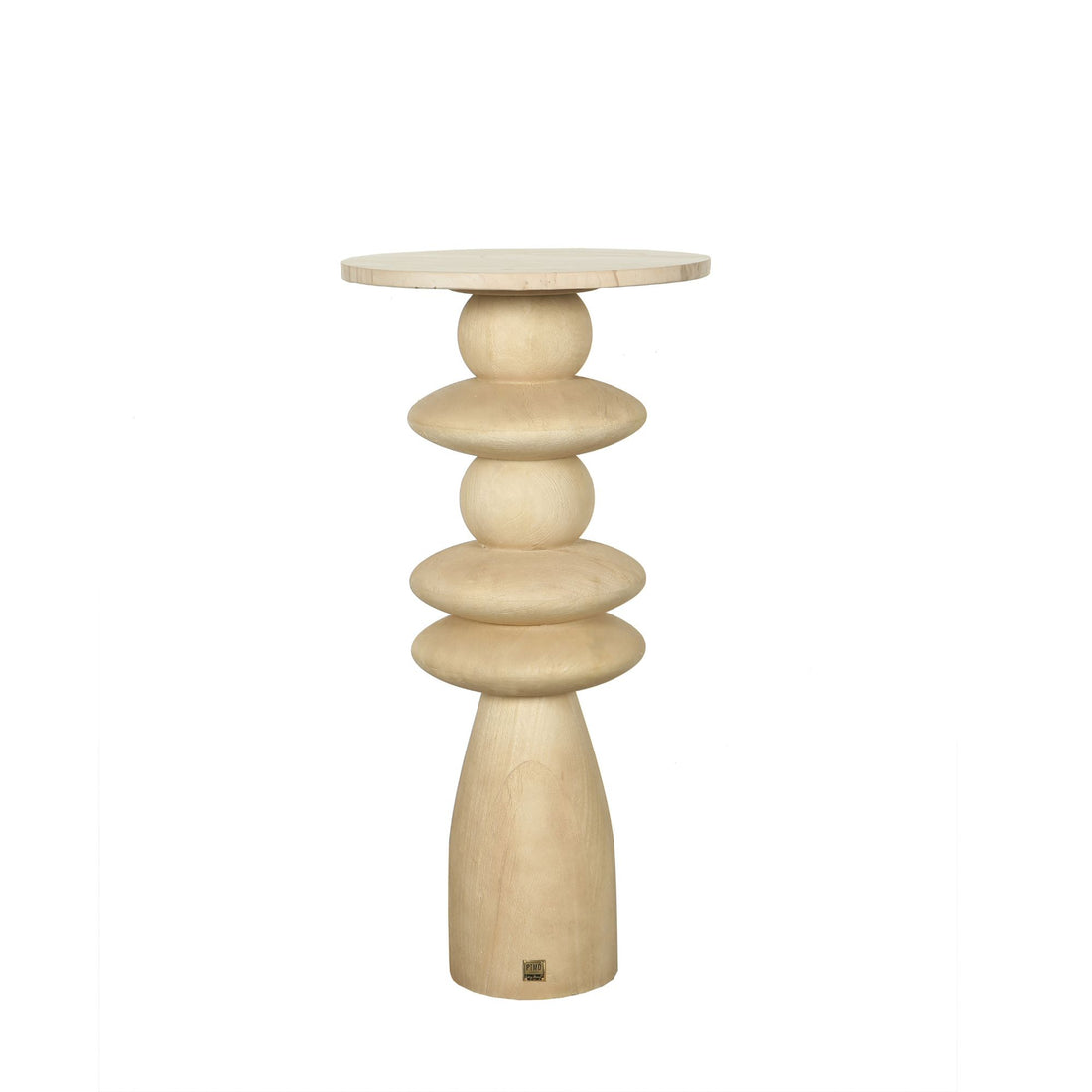 Callain Natural Mango Wood Side Table Marble Rnd L - - PTMD - livinglovely.nl