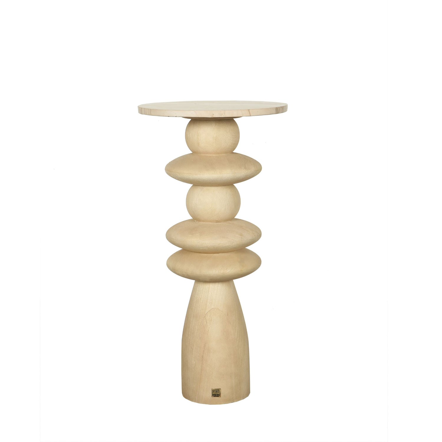 Callain Natural Mango Wood Side Table Marble Rnd L - - PTMD - livinglovely.nl