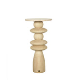 Callain Natural Mango Wood Side Table Marble Rnd L - - PTMD - livinglovely.nl