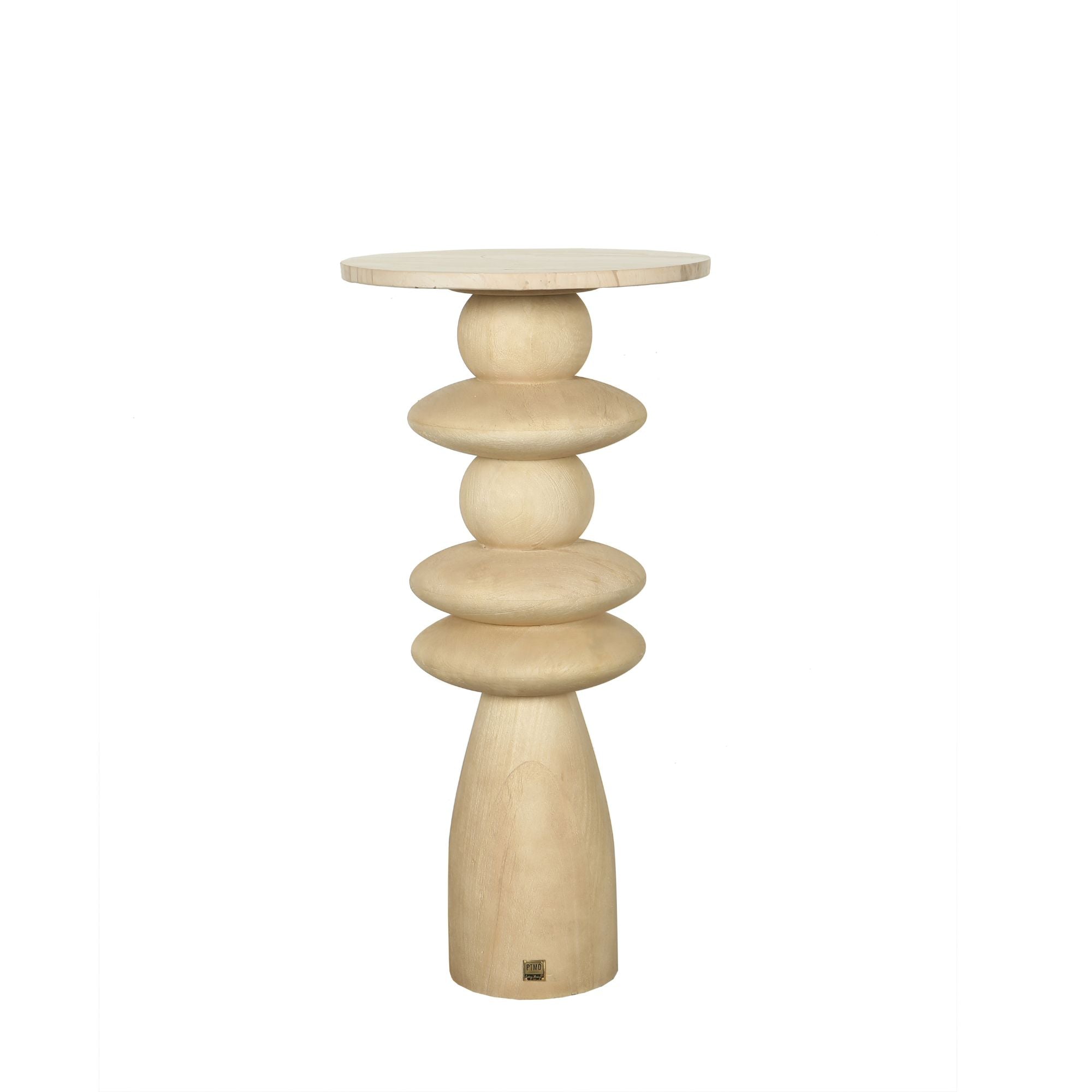 Callain Natural Mango Wood Side Table Marble Rnd L - - PTMD - livinglovely.nl