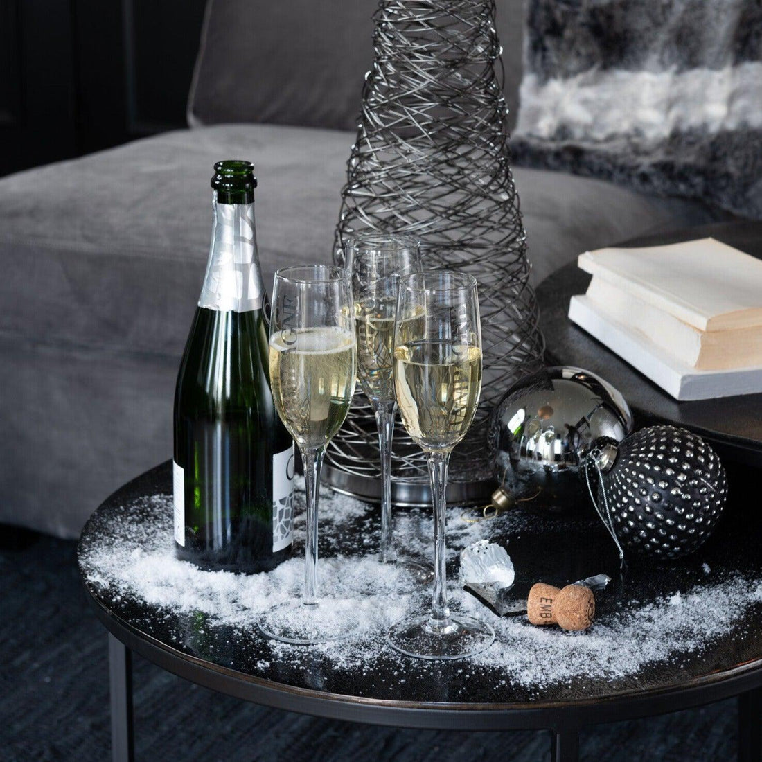 Champagne Glas Transparant/Zilver - Champagne glas - J-Line - livinglovely.nl