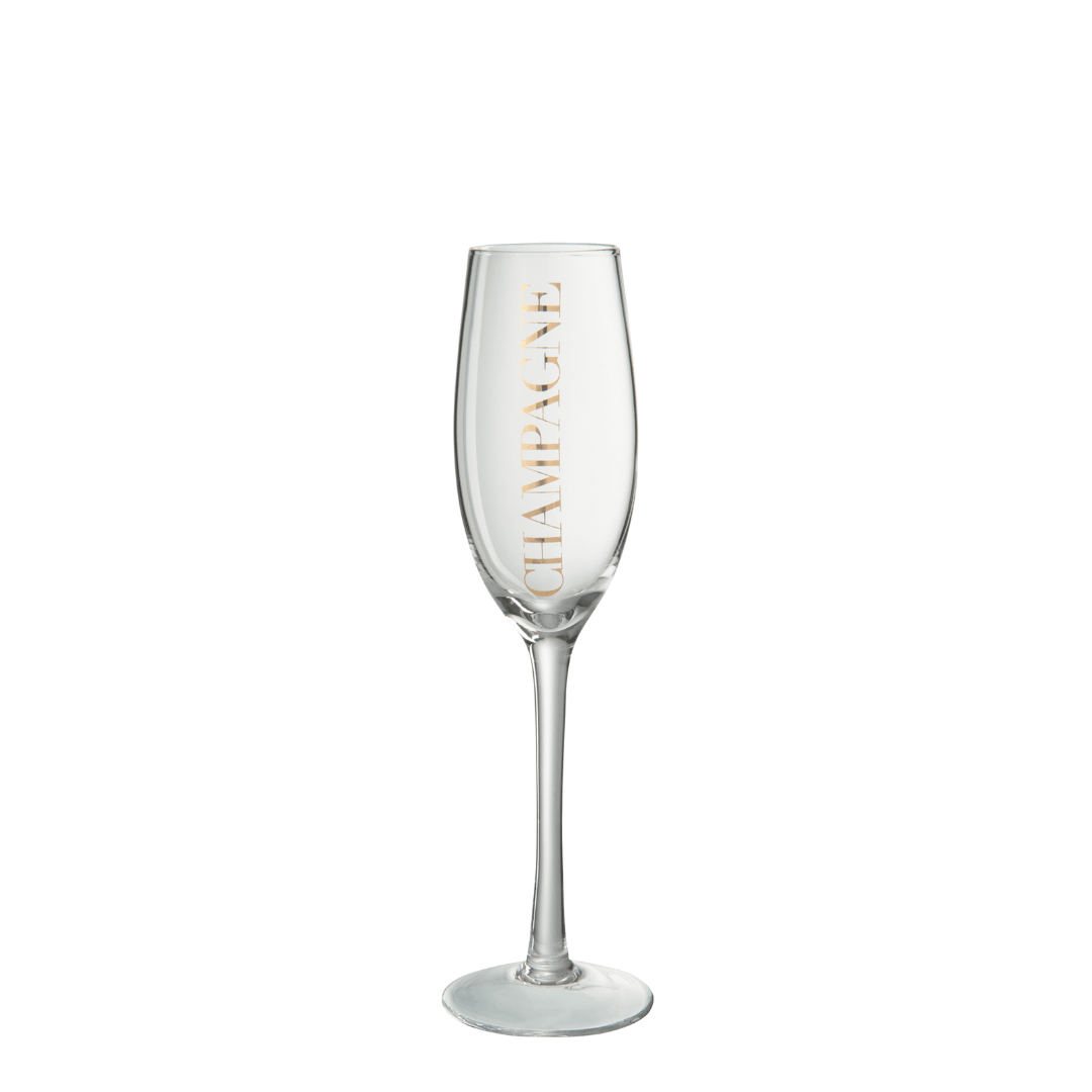 Champagneglas Transparant/Goud - Champagne glas - J-Line - livinglovely.nl