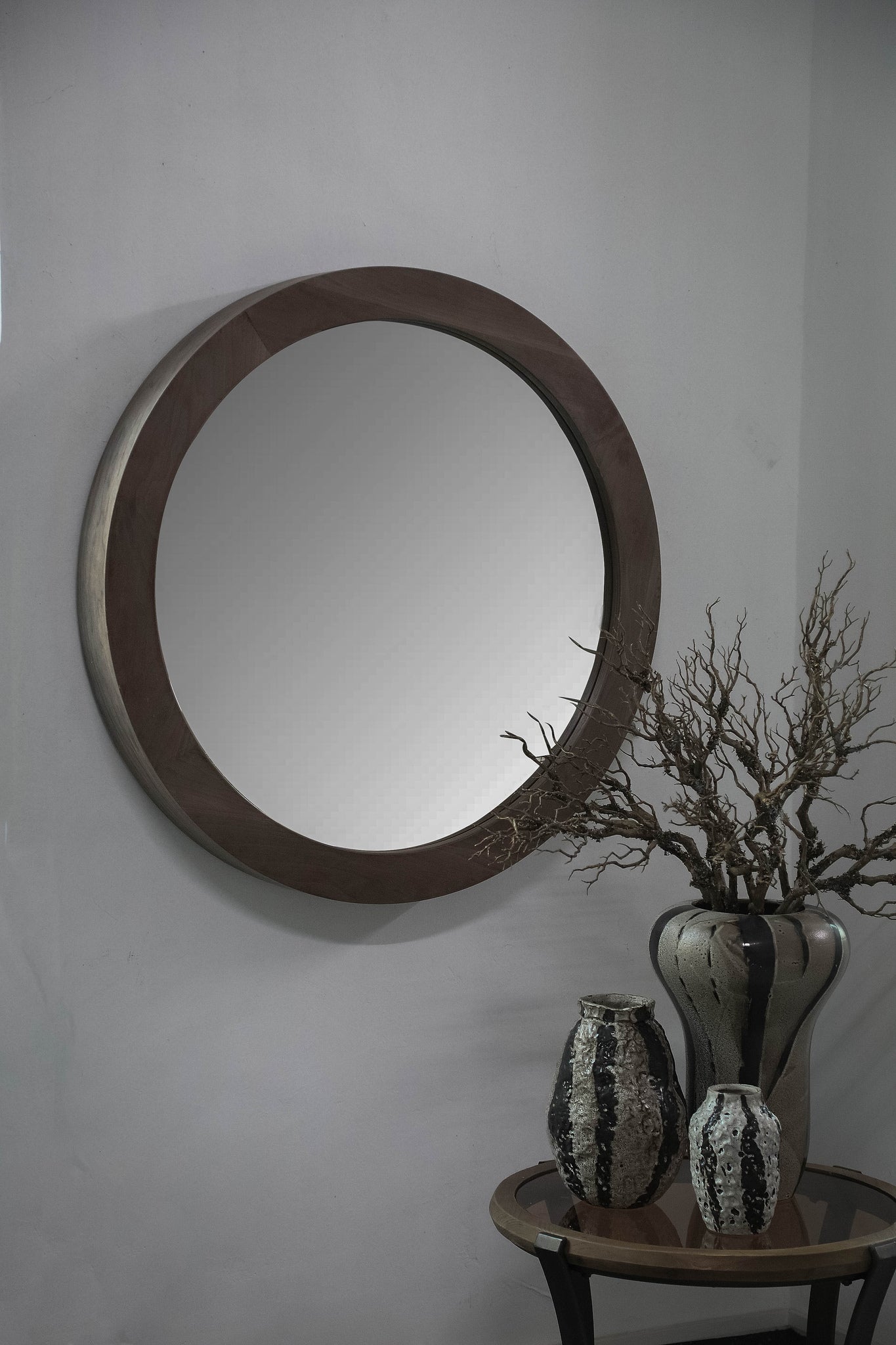 Channel Natural Firwood Veneer Mirror Thick S 60x8,5x60cm PTMD - Spiegel - PTMD - livinglovely.nl