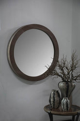 Channel Natural Firwood Veneer Mirror Thick S 60x8,5x60cm PTMD - Spiegel - PTMD - livinglovely.nl
