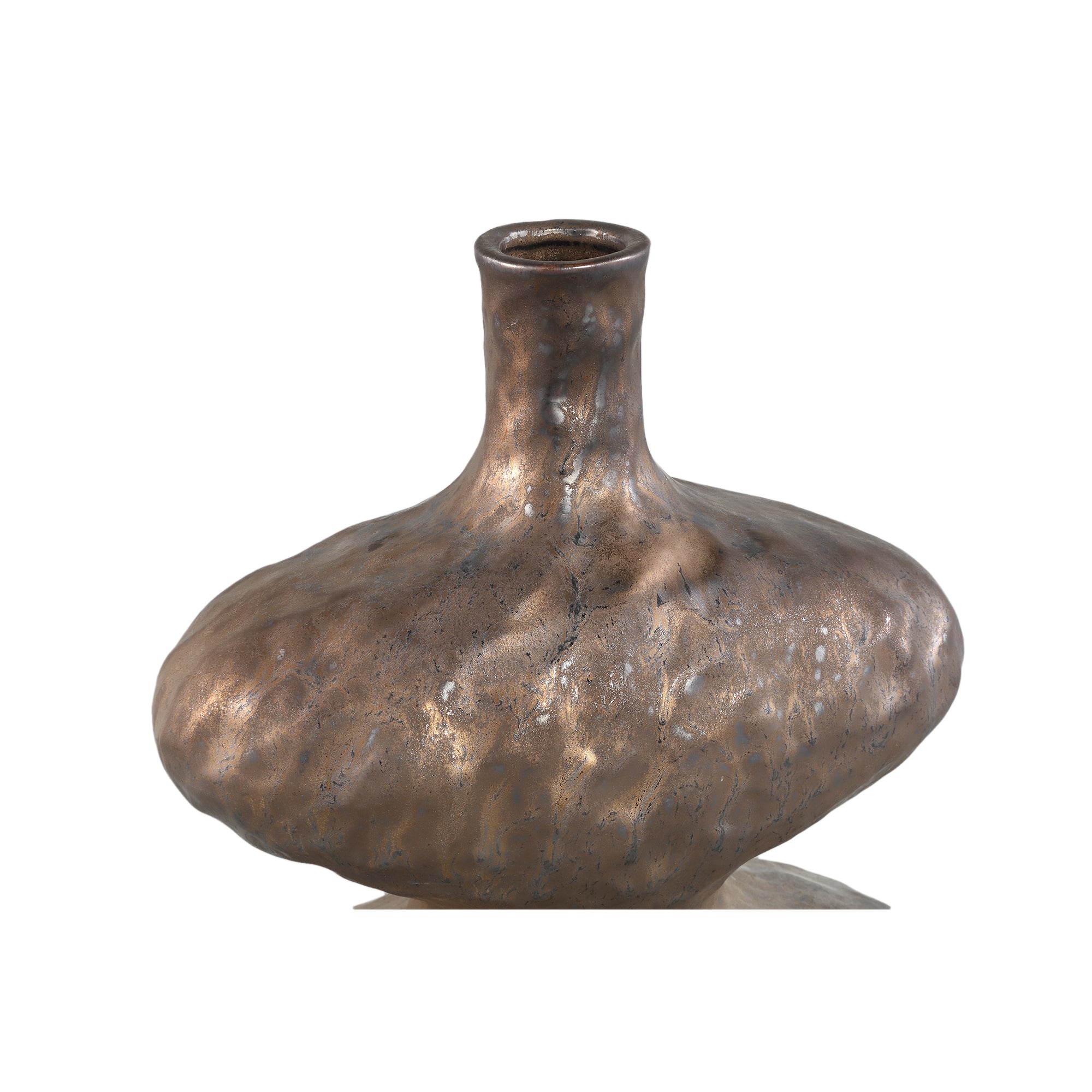 Chelsean Bronze Oval Bulby Shaped Ceramic Vase S 21x12x31cm PTMD - Vaas - PTMD - livinglovely.nl