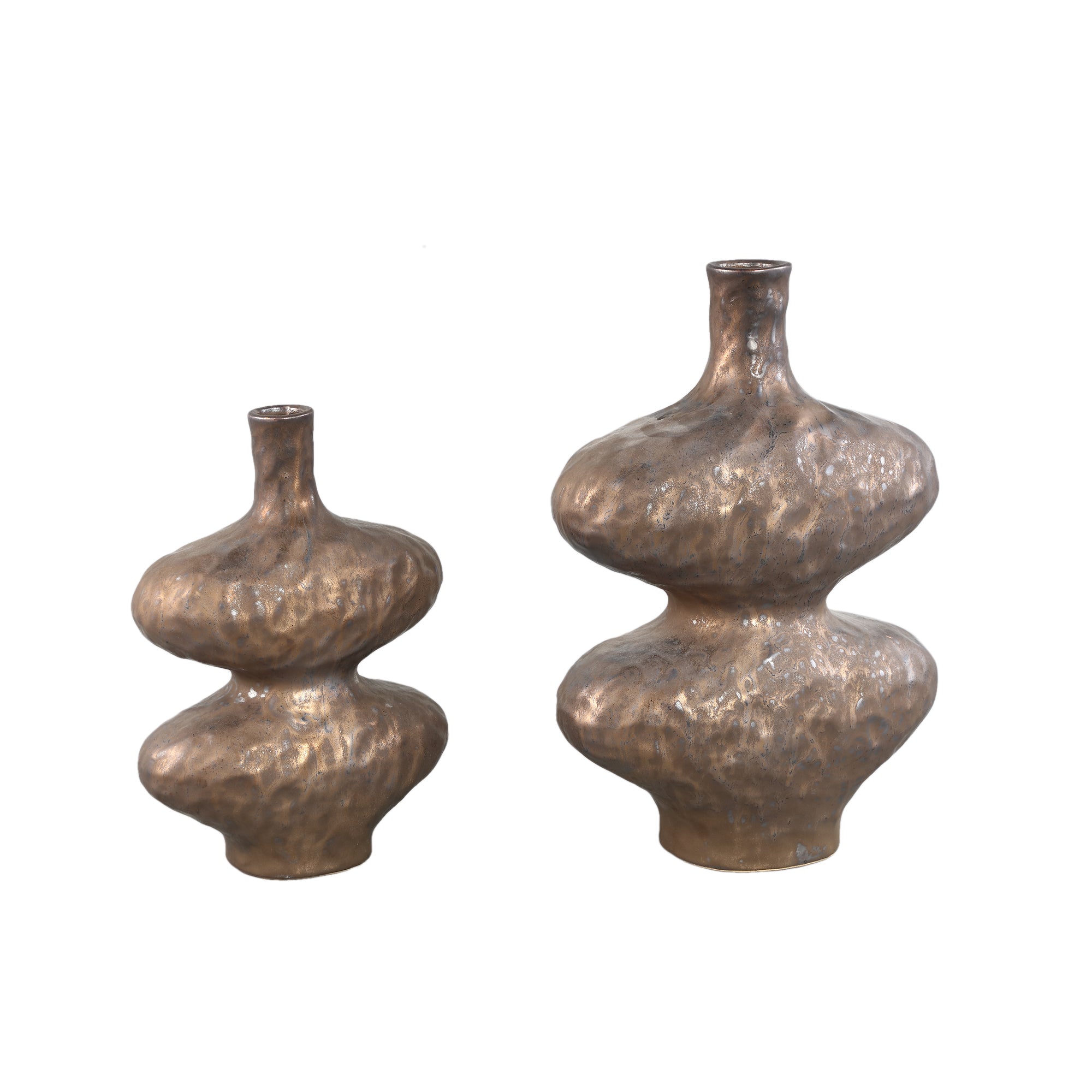 Chelsean Bronze Oval Bulby Shaped Ceramic Vase S 21x12x31cm PTMD - Vaas - PTMD - livinglovely.nl