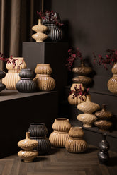 Chelsean Cream Oval Bulby Shaped Ceramic Vase S (set of 4) - - PTMD - livinglovely.nl