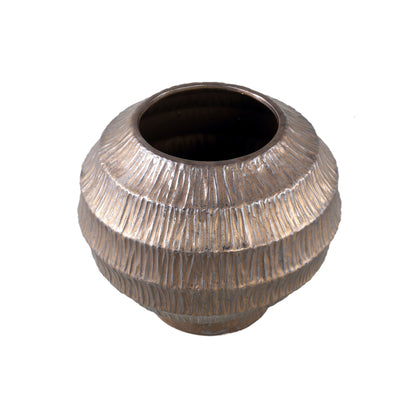 Cherith Bronze Round Ceramic Pot Ribbed L Dia34x30cm PTMD - Pot - PTMD - livinglovely.nl