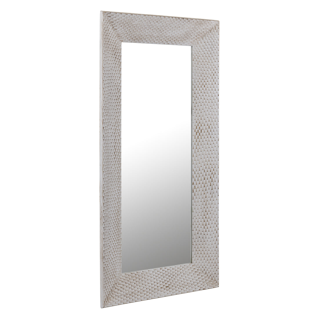 Chinasa White Rect Mdf Mirror Gold Finish Low 80x9x160 cm PTMD - Spiegel - PTMD - livinglovely.nl