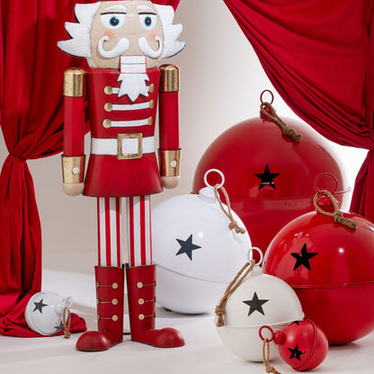 Christmas Bauble Bright Ball Iron Red Medium - - J-Line - livinglovely.nl