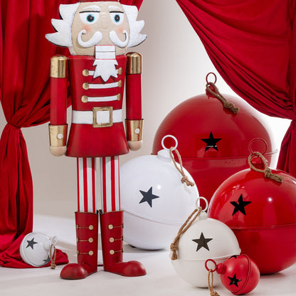 Christmas Bauble Mat Ball Iron Red Large - - J-Line - livinglovely.nl