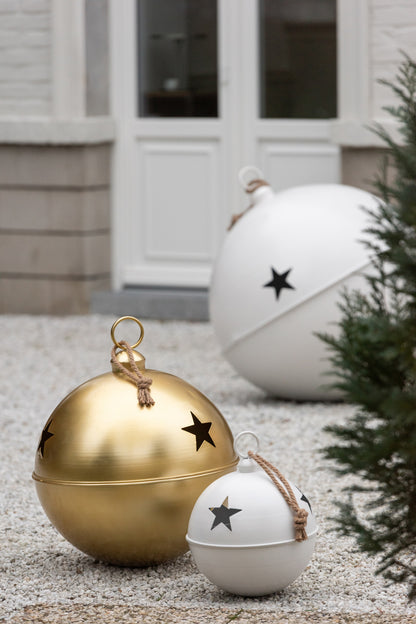 Christmas Bauble Mat Ball Iron White Extra Large - - J-Line - livinglovely.nl