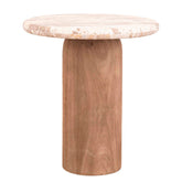 Claude Bijzettafel Small van PTMD, bijzettafel van bruin mangohout met marmeren blad, vooraanzicht
